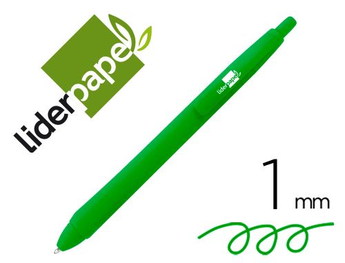 Esferografica liderpapel gummy touch retratil 1,0 mm tinta verde , Liderpapel , 68785 , 8423473687851